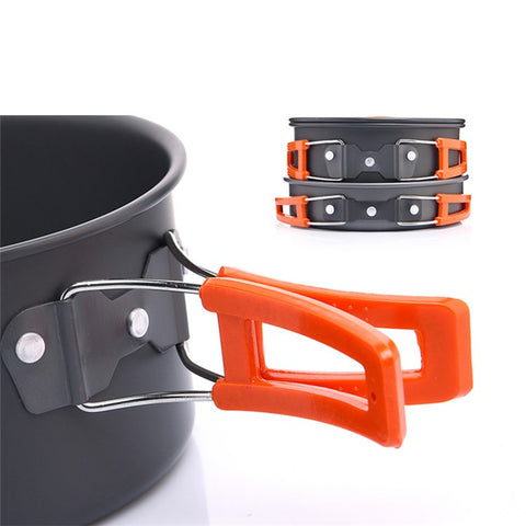 WIDESEA WSC-203J Suitable for 2-3 People Aluminum Camping Cookware Set Lightweight Outdoor Picnic Boiling Pot Teapot Frying Pan (BPA-free, No FDA Certified)