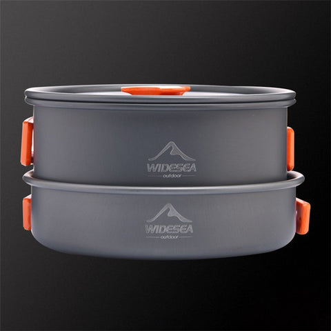 WIDESEA WSC-203J Suitable for 2-3 People Aluminum Camping Cookware Set Lightweight Outdoor Picnic Boiling Pot Teapot Frying Pan (BPA-free, No FDA Certified)