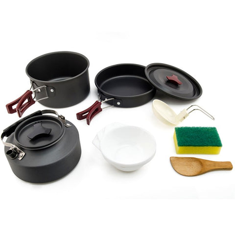 WIDESEA WSC-203J Suitable for 2-3 People Aluminum Camping Cookware Set Lightweight Outdoor Picnic Boiling Pot Teapot Frying Pan (BPA-free, No FDA Certified)