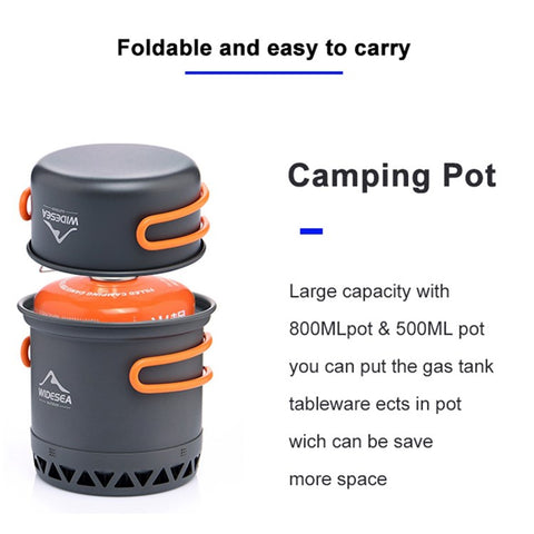 WIDESEA WSC-105 Camping Cookware Energy-gathering Ring Bottom Lightweight Pot for Backpacking Outdoor BBQ Hiking Picnic (BPA-free, No FDA Certified)