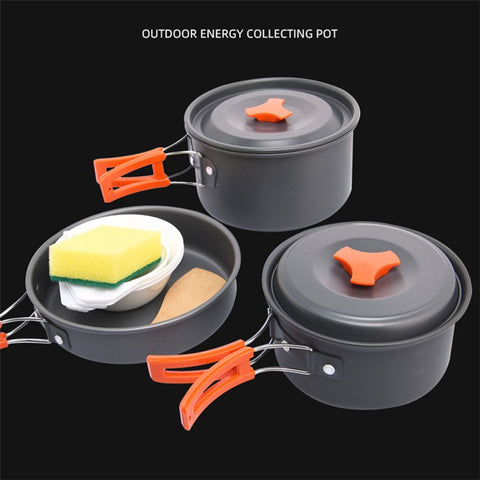 WIDESEA WSC-202J Aluminum Camping Cookware Set for 2-3 People, Lightweight Boiling Pot Teapot Frying Pan (BPA-free, No FDA Certified)