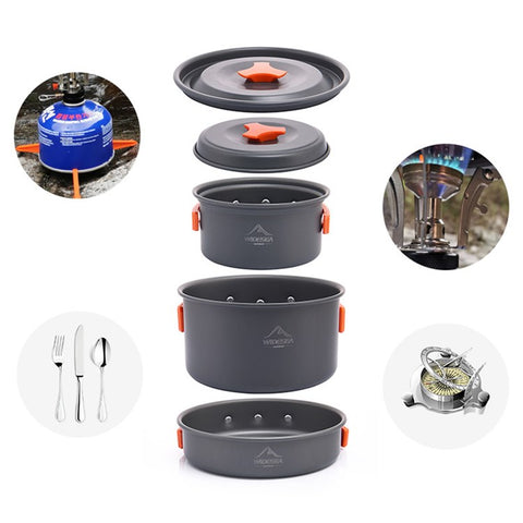 WIDESEA WSC-202J Aluminum Camping Cookware Set for 2-3 People, Lightweight Boiling Pot Teapot Frying Pan (BPA-free, No FDA Certified)