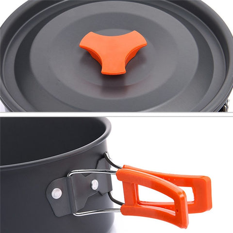 WIDESEA WSC-202J Aluminum Camping Cookware Set for 2-3 People, Lightweight Boiling Pot Teapot Frying Pan (BPA-free, No FDA Certified)