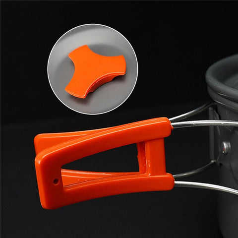 AOTU Outdoor Camping Cooking Set Pot Pan Teapot Cookware Set (No FDA Certificate, BPA-Free)