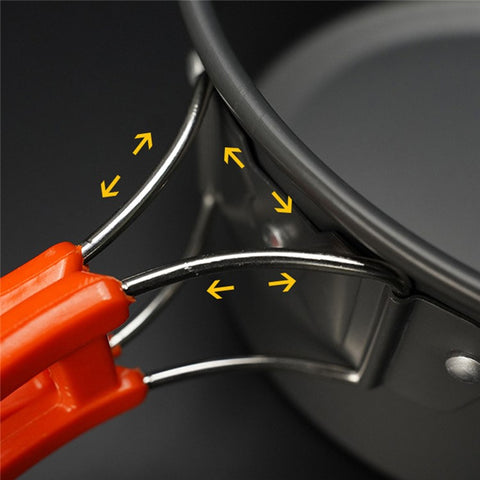 AOTU Outdoor Camping Cooking Set Pot Pan Teapot Cookware Set (No FDA Certificate, BPA-Free)