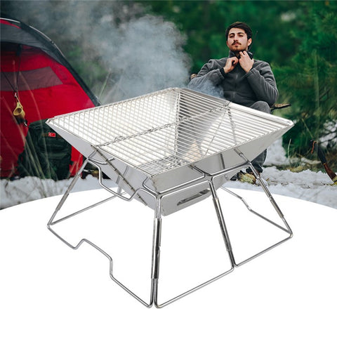 HALIN Outdoor Camping Detachable BBQ Tool Stainless Steel Charcoal Grill for Hiking Picnics (BPA-Free, No FDA Certified)