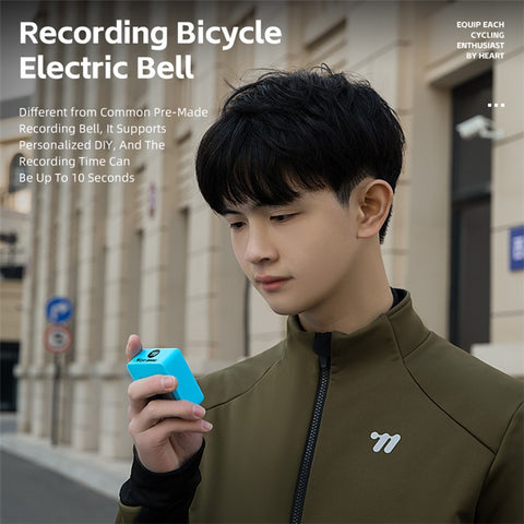 WEST BIKING 120dB Bike Bell Audio Recording Electric Horn for Mountain Bike Electronic Bicycle ( with Battery )