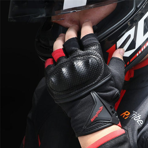 RIDING TRIBE MCS-57B Anti-Wear Summer Anti-Slip Motorcycle Riding Half Finger Gloves Fingerless Gloves for Cycling Motorbike Sports