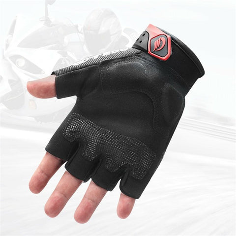 RIDING TRIBE MCS-57B Anti-Wear Summer Anti-Slip Motorcycle Riding Half Finger Gloves Fingerless Gloves for Cycling Motorbike Sports