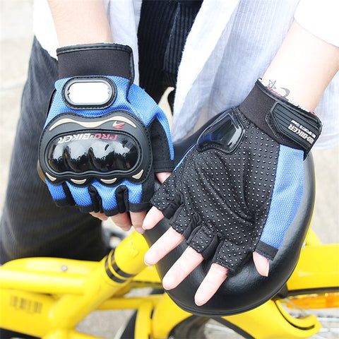 PRO-BIKER MCS-04C Half Finger Motorcycle Riding Gloves Breathable Knuckle Protection Gloves for Cycling Motorbike Sports