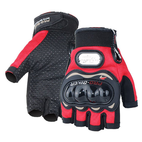 PRO-BIKER MCS-04C Half Finger Motorcycle Riding Gloves Breathable Knuckle Protection Gloves for Cycling Motorbike Sports