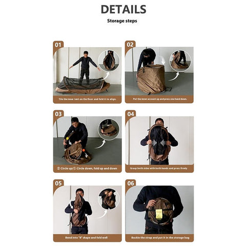 Single Person Quick Open Hiking Tent Outdoor Mosquito Proof Tactical Camping Shelter with Storage Bag