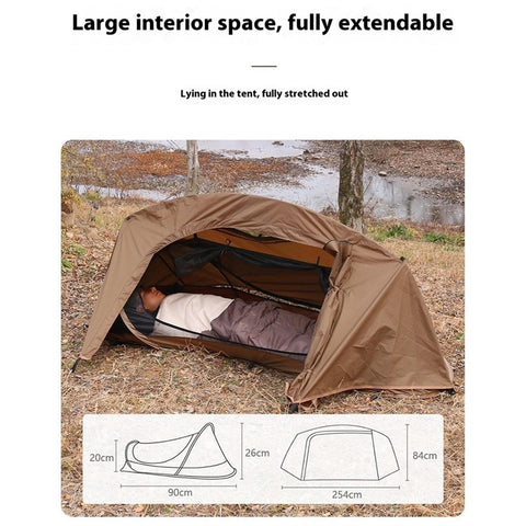 Single Person Quick Open Mosquito Proof 210T Polyester Hiking Camping Tent with Outer Tent and Storage Bag