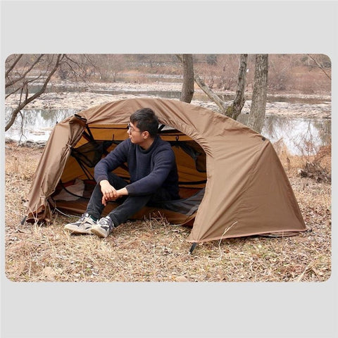 Single Person Quick Open Mosquito Proof 210T Polyester Hiking Camping Tent with Outer Tent and Storage Bag