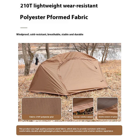 Single Person Quick Open Mosquito Proof 210T Polyester Hiking Camping Tent with Outer Tent and Storage Bag