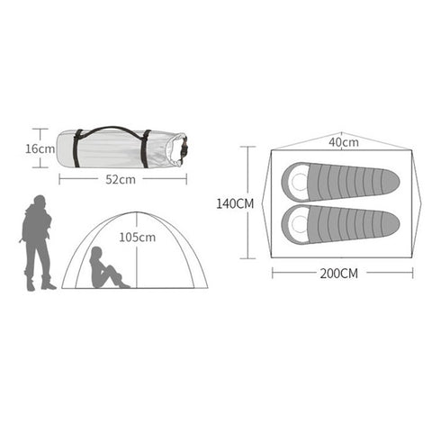 DESERT&FOX Rainproof Double Layer Tent Waterproof Camping Hiking One Door Tent (Aluminum Pole)