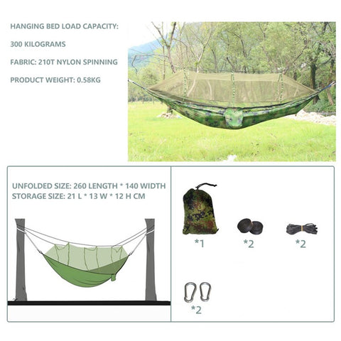 Camping Hanging Hammock Mosquito Net Bedding, Unfolded Size: 260x140cm