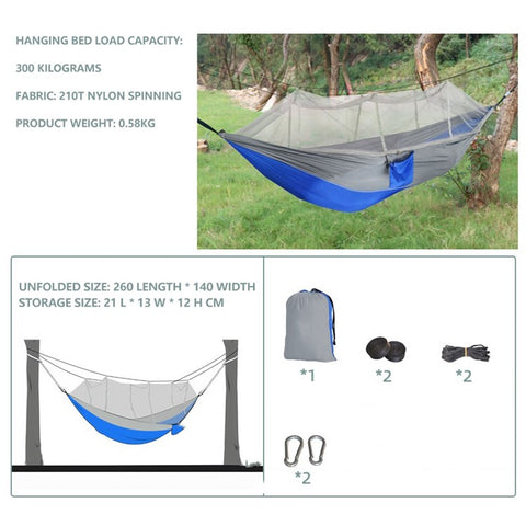Camping Hanging Hammock Mosquito Net Bedding, Unfolded Size: 260x140cm