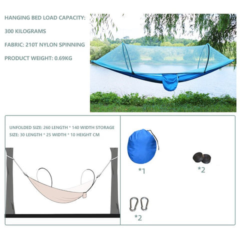 Camping Hammock Mosquito Net Hanging Bed for 2 People, Unfolded Size: 260x140cm