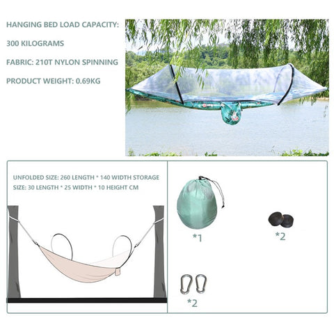 Camping Hammock Mosquito Net Hanging Bed for 2 People, Unfolded Size: 260x140cm