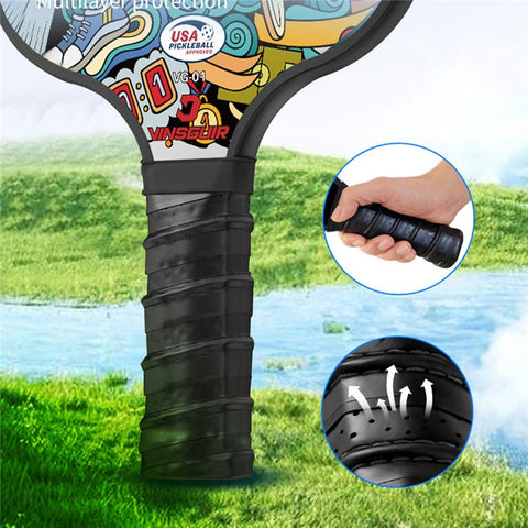 VINSGUIR 1 Pair Fiberglass Pickleball Rackets with 4 Balls and Storage Bag