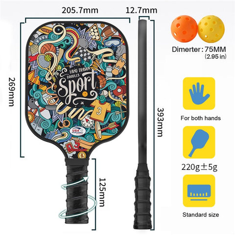 VINSGUIR 1 Pair Fiberglass Pickleball Rackets with 4 Balls and Storage Bag