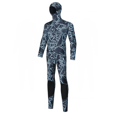 BLUE DIVE WDS-2089 3mm Neoprene Freediving Wetsuit Diving Suit Hooded Top Pants, Size: XXL
