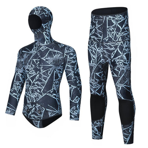 BLUE DIVE WDS-2089 3mm Neoprene Freediving Wetsuit Diving Suit Hooded Top Pants, Size: XL