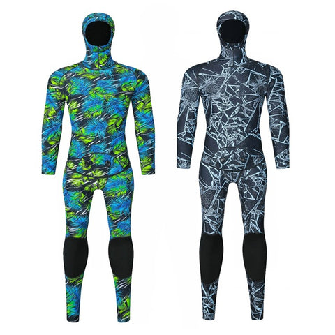 BLUE DIVE WDS-2089 3mm Neoprene Freediving Wetsuit Diving Suit Hooded Top Pants, Size: L