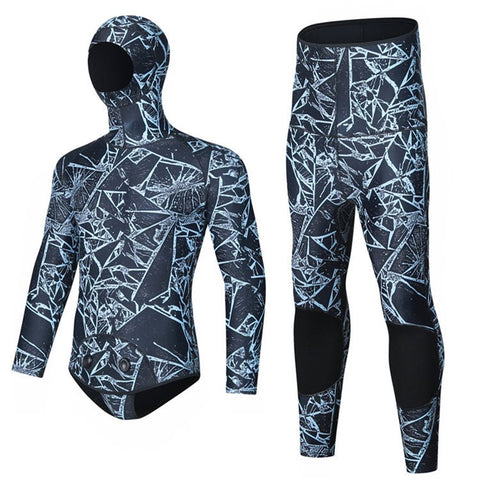 BLUE DIVE WDS-2089 3mm Neoprene Freediving Wetsuit Diving Suit Hooded Top Pants, Size: M