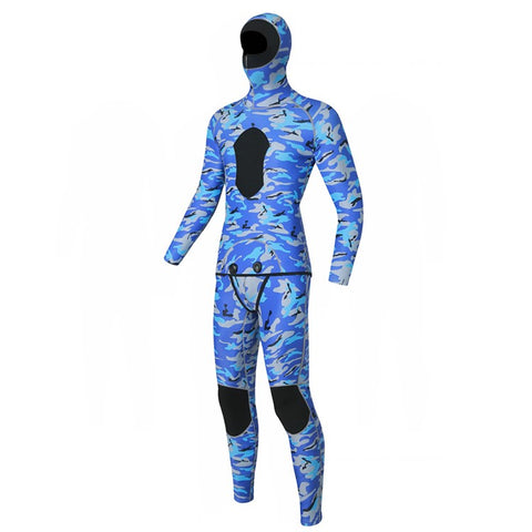 BLUE DIVE WDS-2089 3mm Neoprene Freediving Wetsuit Diving Suit Hooded Top Pants, Size: S