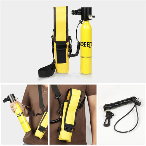 DIDEEP X3000 0.5L Mini Scuba Diving Oxygen Tank with Anti-Lost Lanyard, Storage Bag