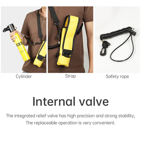 DIDEEP X3000 0.5L Mini Scuba Diving Oxygen Tank with Adapter + Anti-Lost Lanyard + Storage Bag, Style B