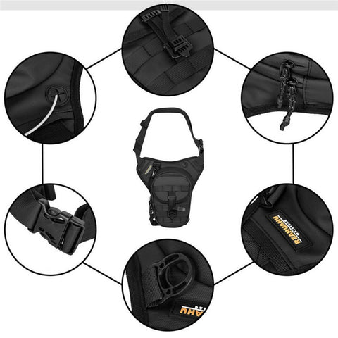 RZAHUAHU Waterproof Motorcycle Leg Bag Waist Pouch Expandable Riding Pack Crossbody Bag
