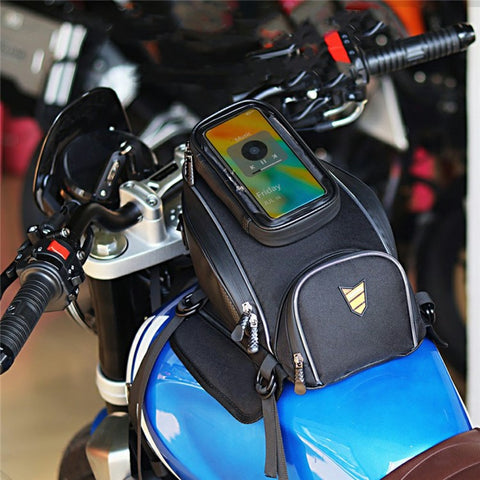 RZAHUAHU Waterproof Motorcycle Tank Bag Touch Screen Phone Pouch with Shoulder Strap
