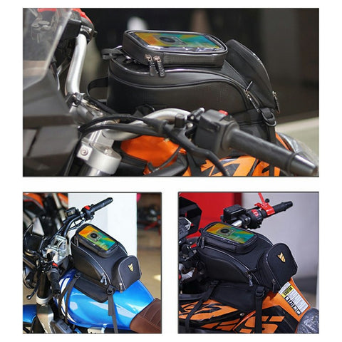 RZAHUAHU Waterproof Motorcycle Tank Bag Touch Screen Phone Pouch with Shoulder Strap