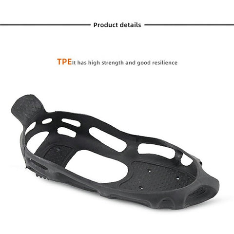 24 Teeth Ice Cleats Winter Outdoor Anti Slip Shoe Covers Traction Grips for Snow / Ice / Mud , Black Size L