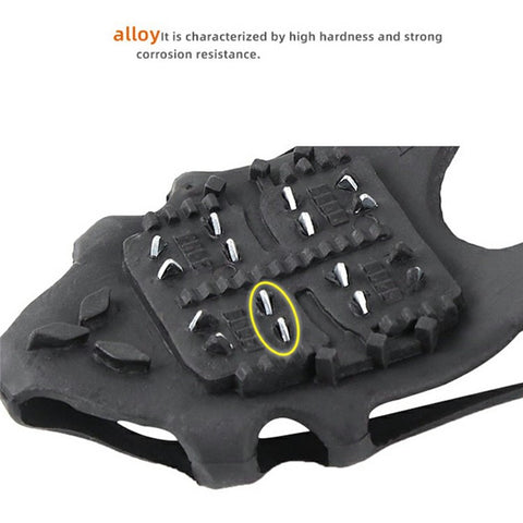 24 Teeth Ice Cleats Winter Outdoor Anti Slip Shoe Covers Traction Grips for Snow / Ice / Mud , Black Size L
