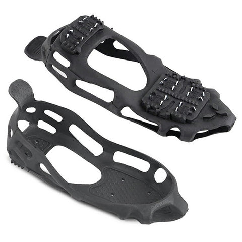 24 Teeth Ice Cleats Winter Outdoor Anti Slip Shoe Covers Traction Grips for Snow / Ice / Mud , Black Size XL