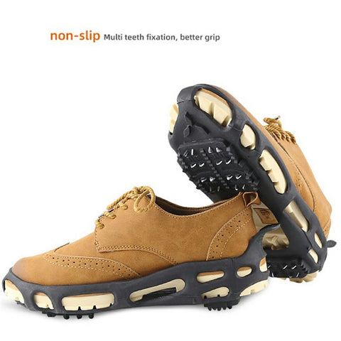 24 Teeth Ice Cleats Winter Outdoor Anti Slip Shoe Covers Traction Grips for Snow / Ice / Mud , Black Size XL