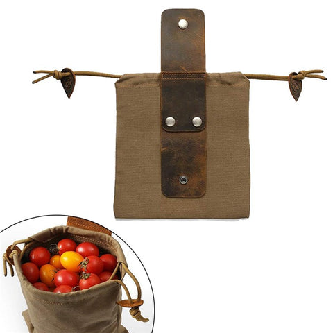 Garden Picking Fruit Bag Canvas Drawstring Foraging Bag Belt Bag Harvesting Bag