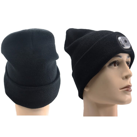 Outdoor 4 LED Warm Cap Winter Knitted Hat with Lights for Hiking Fishing Cycling, Running