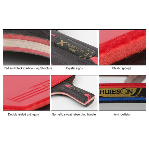 HUIESON 5-Star Table Tennis Bat Table Tennis Racket Player Set for Indoor Outdoor Games