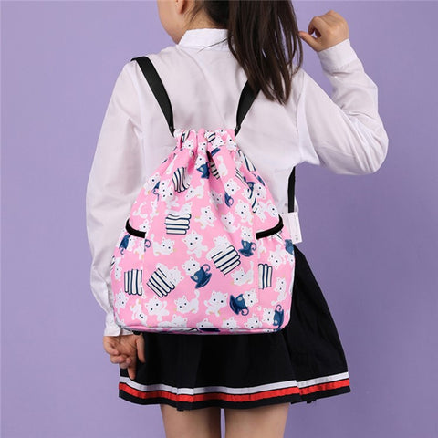 HALIN Children Cartoon Backpack Outdoor Camping School Drawstring Shoulder Bag