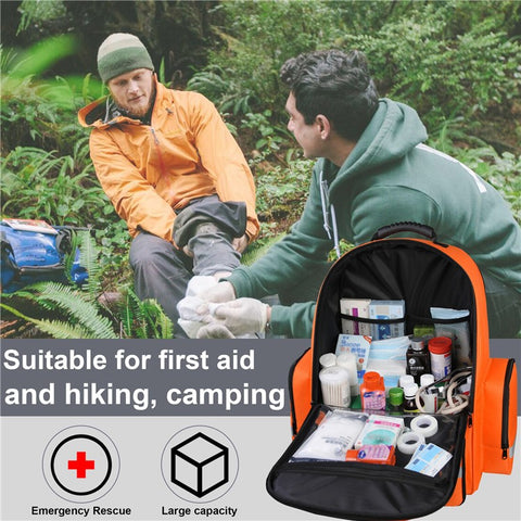 Medical First Aid Emergency Rescue Backpack 600D Oxford Cloth Large Capacity Survival Kit Storage Bag, 38x25x50cm