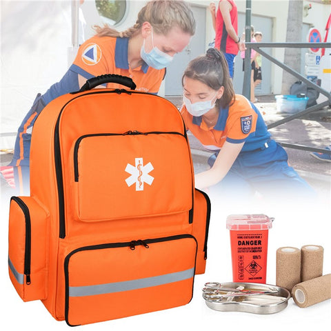 Medical First Aid Emergency Rescue Backpack 600D Oxford Cloth Large Capacity Survival Kit Storage Bag, 38x25x50cm