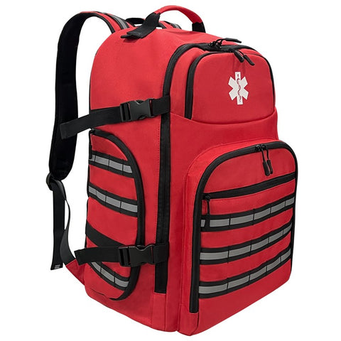 Reflective First Aid Backpack Rescue Medical Shoulder Bag for Camping Hiking, 31x19x46cm