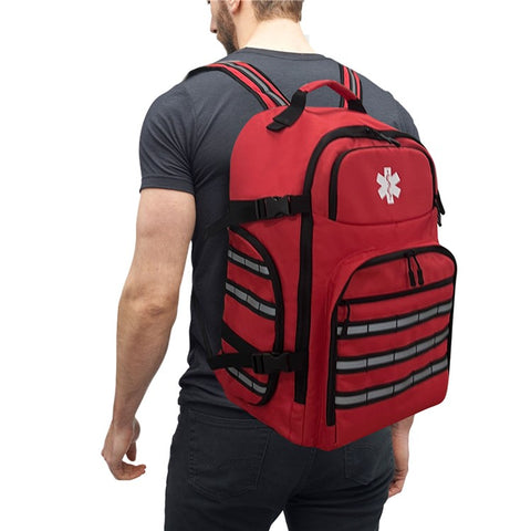 Reflective First Aid Backpack Rescue Medical Shoulder Bag for Camping Hiking, 31x19x46cm