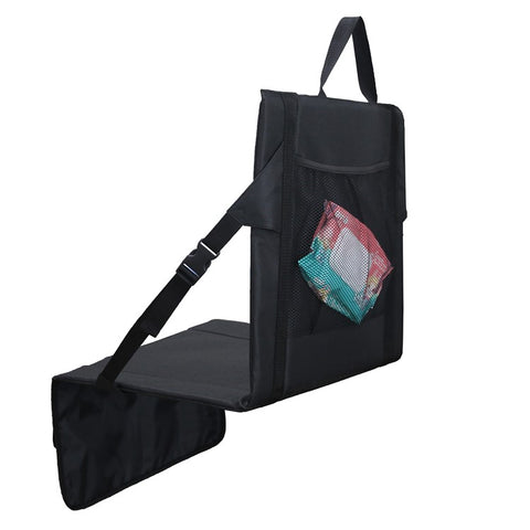 Portable Backrest Chair Seat Cushion Outdoor Camping Park Seat Mat with Lower Storage Pockets