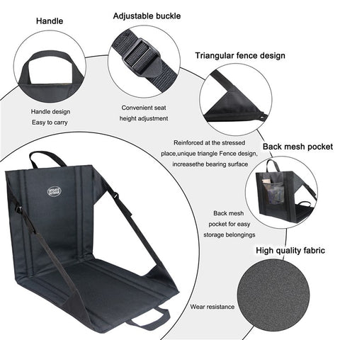 MYDAYS OUTDOOR 43x43cm Portable Backrest Cushion Folding Chair Outdoor Camping Seat Mat